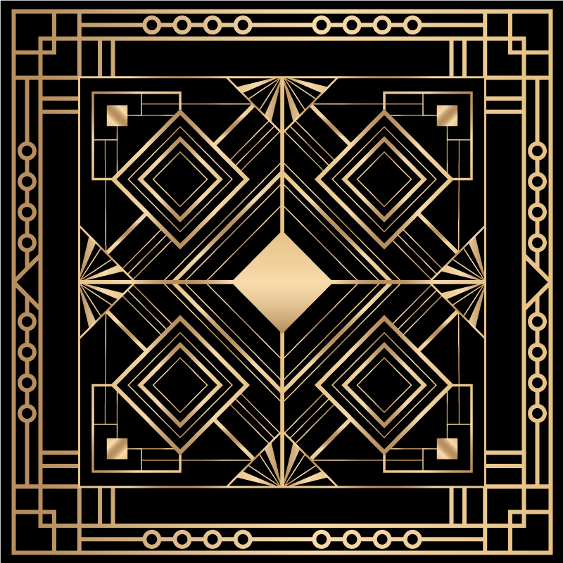 Tapis mosaique vinyle motif géométrique doré - TenStickers