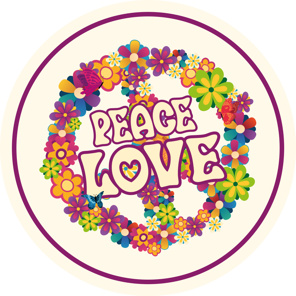 Tapis vinyle fleurs et plantes message de paix - TenStickers