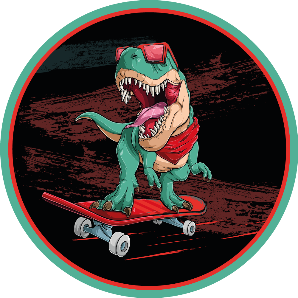 Tapis vinyle ado dinosaure cool en skateboard - TenStickers