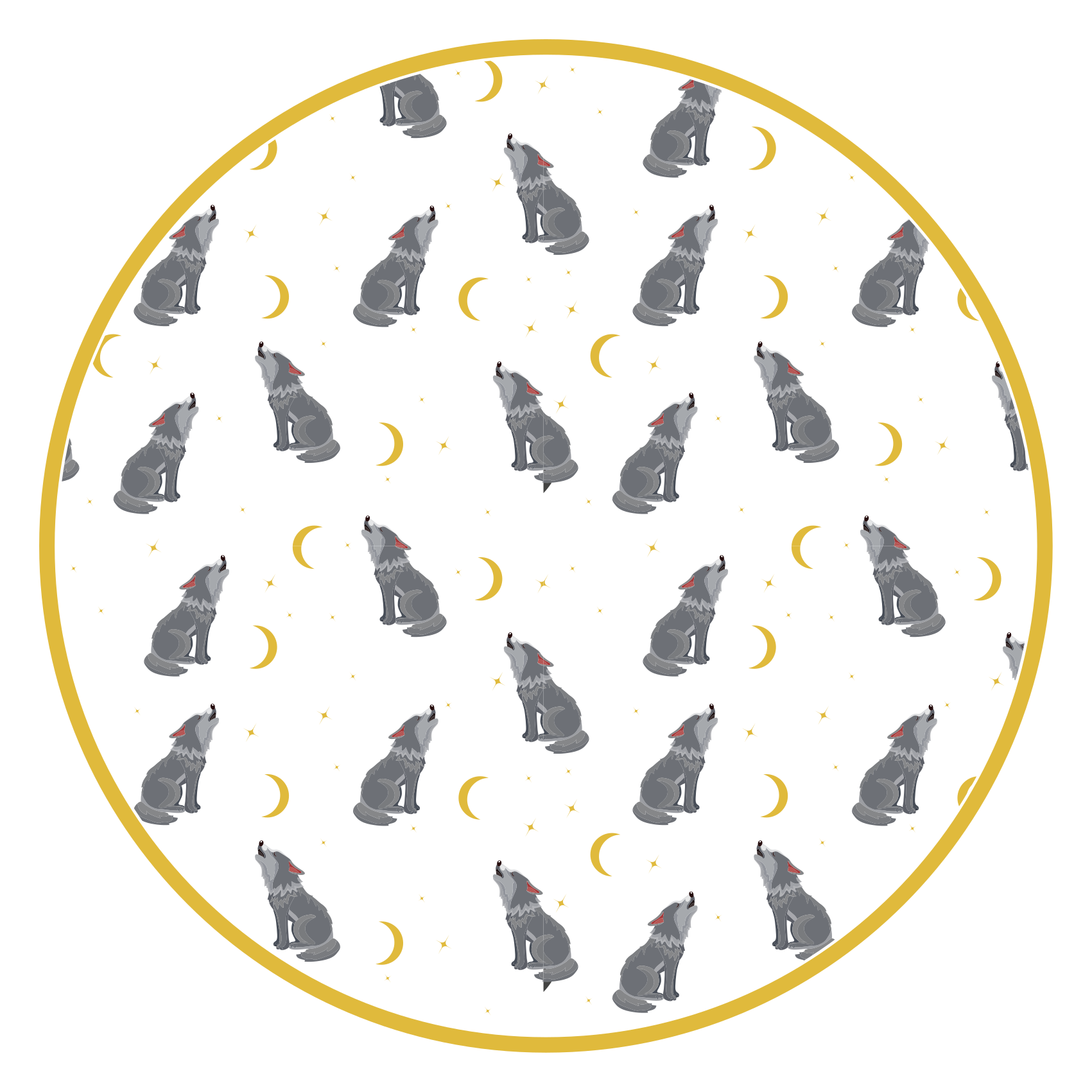 Tapis vinyle animal motif de lune de loup - TenStickers