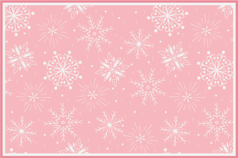 Tapis vinyle noël motif flocon de neige rose - TenStickers