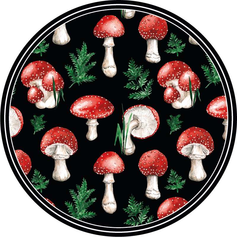 Tapis vinyle nature motif forêt de champignons - TenStickers