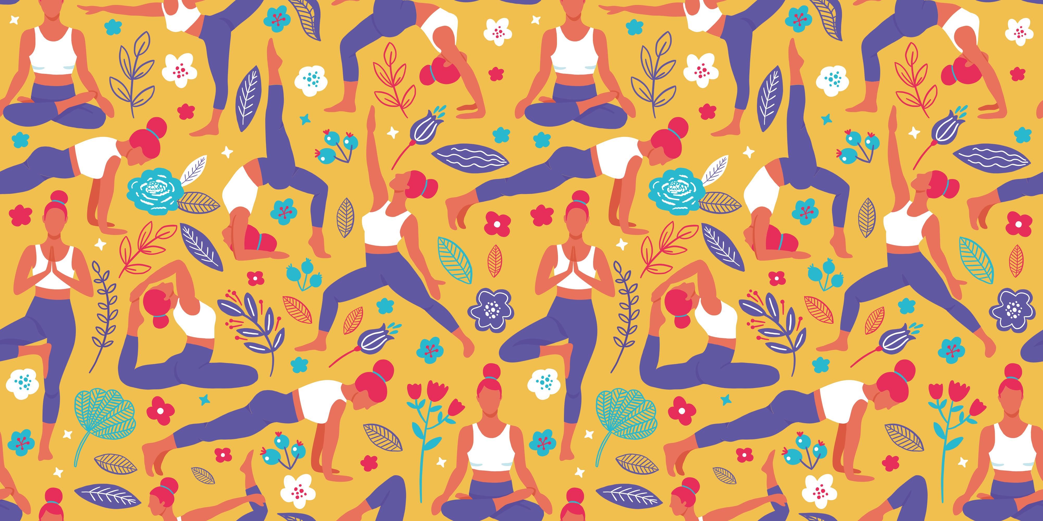 Tapis vinyle ado motifs de yoga vibrants - TenStickers