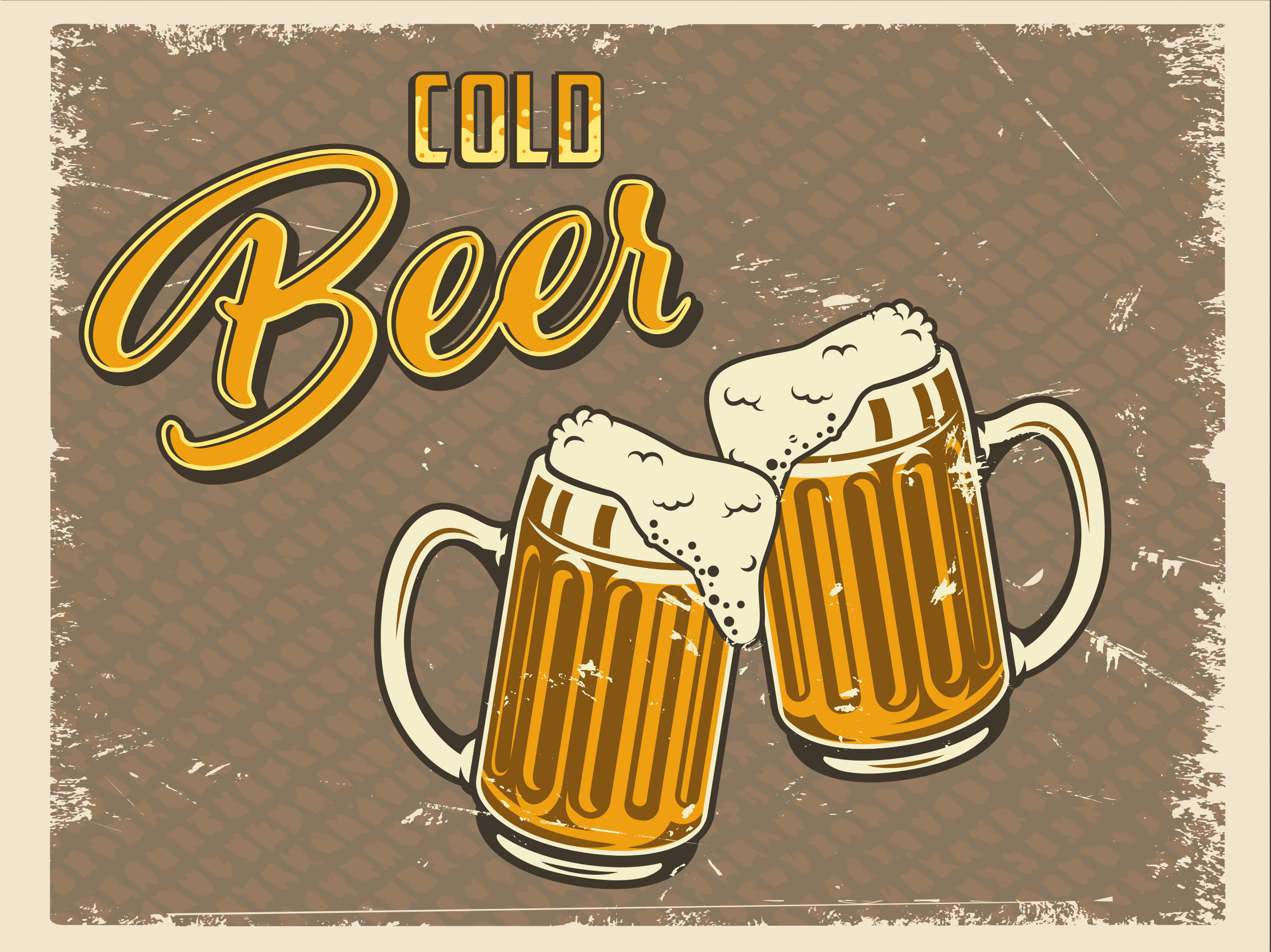 Tapis vinyle rétro chopes de bière froides - TenStickers