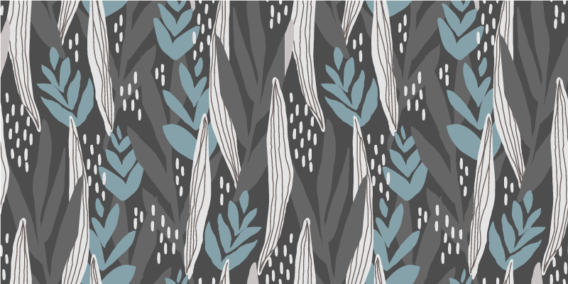 Tapis vinyle nature motifs feuillus en aqua - TenStickers