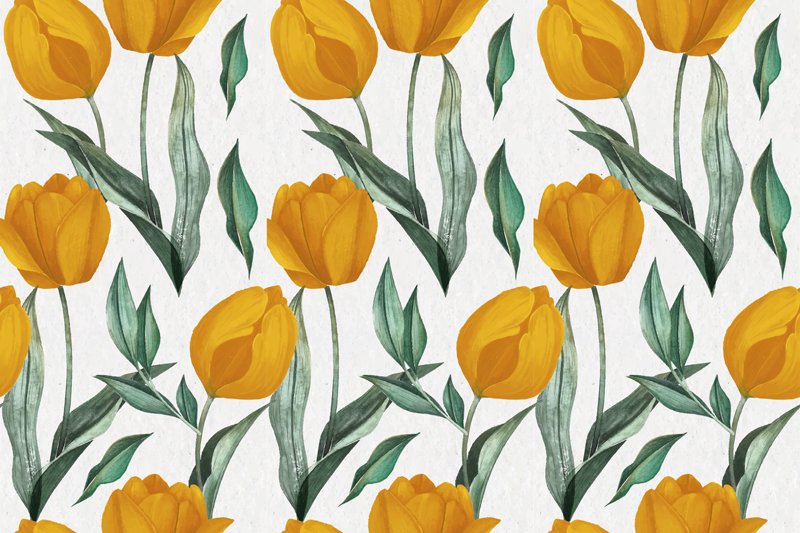Tapis vinyle fleurs et plantes tulipes jaune vif - TenStickers