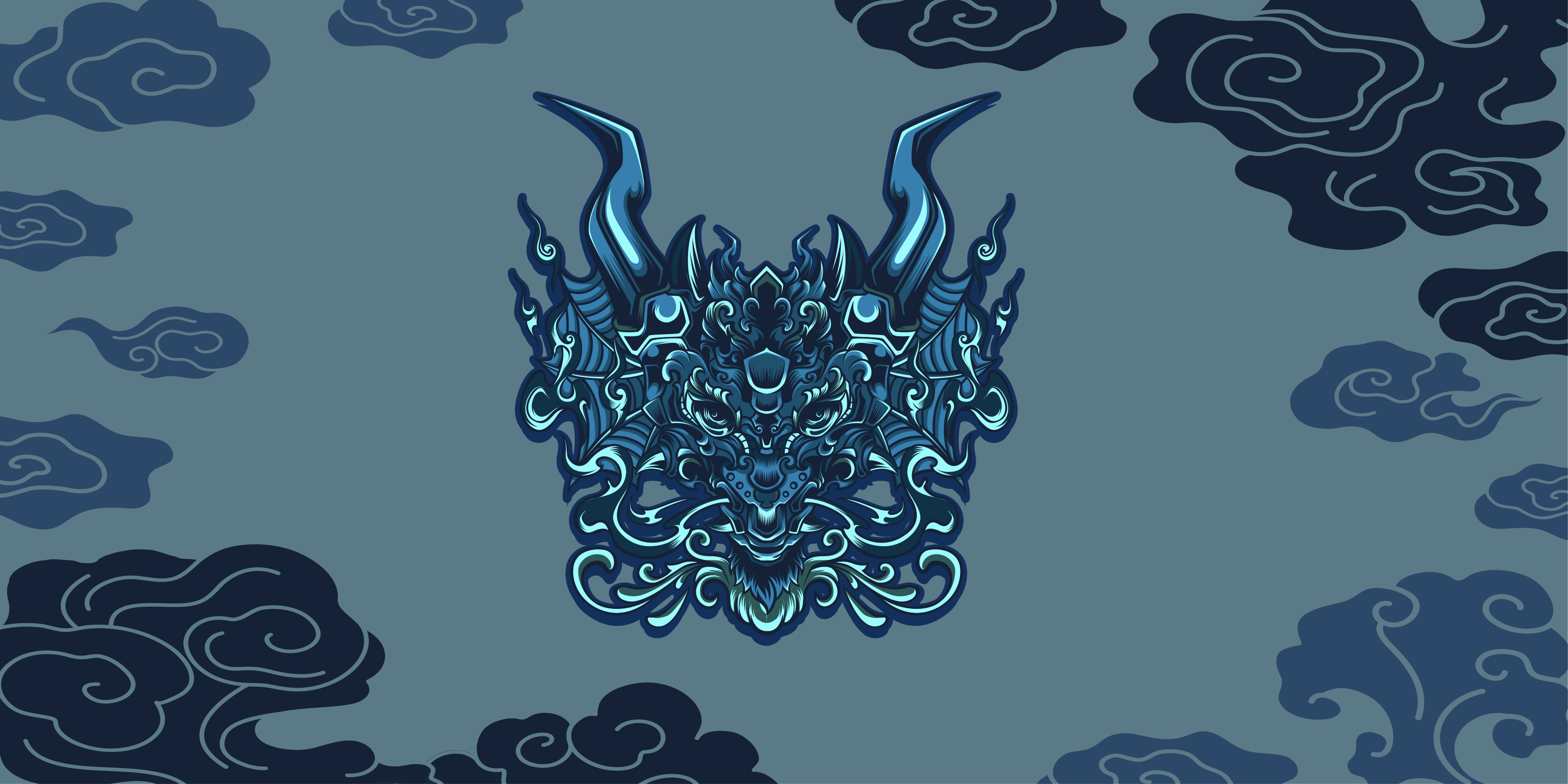 Tapis vinyle éthnique motif dragon gris - TenStickers