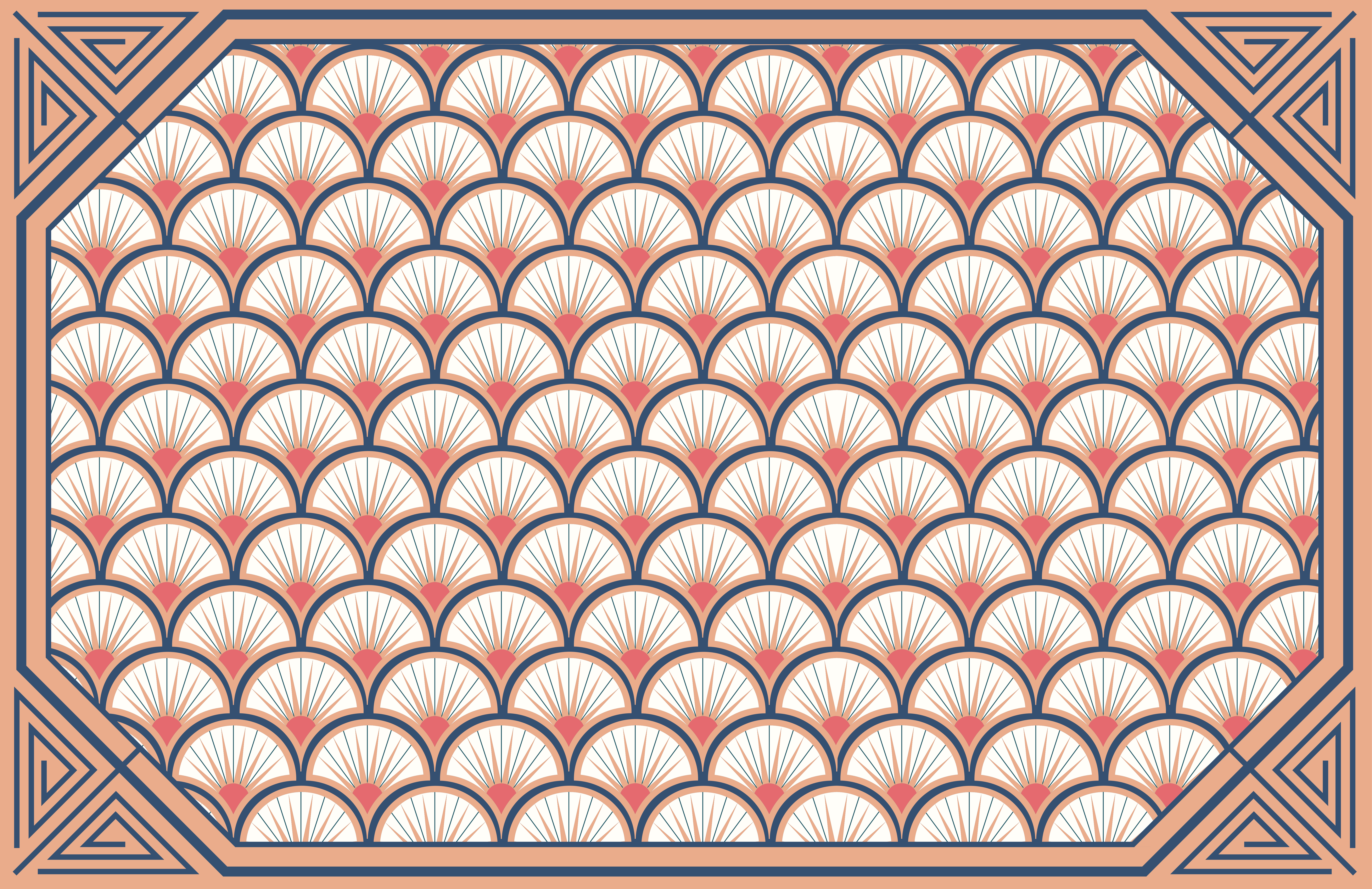 Tapis vinyle carreaux de ciment motif coquillage - TenStickers