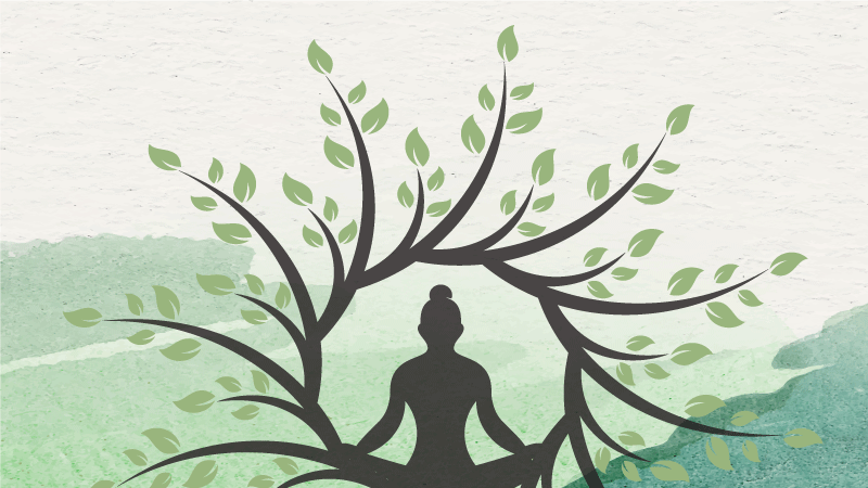 Tapis vinyle nature conception d'arbre de méditation - TenStickers