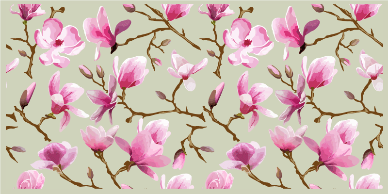 Tapis vinyle fleurs et plantes magnolia rose - TenStickers