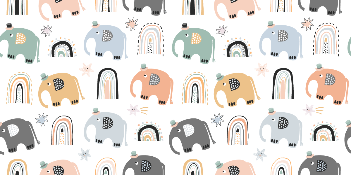 Tapis vinyle chambre bébé charmant défilé d'éléphants - TenStickers