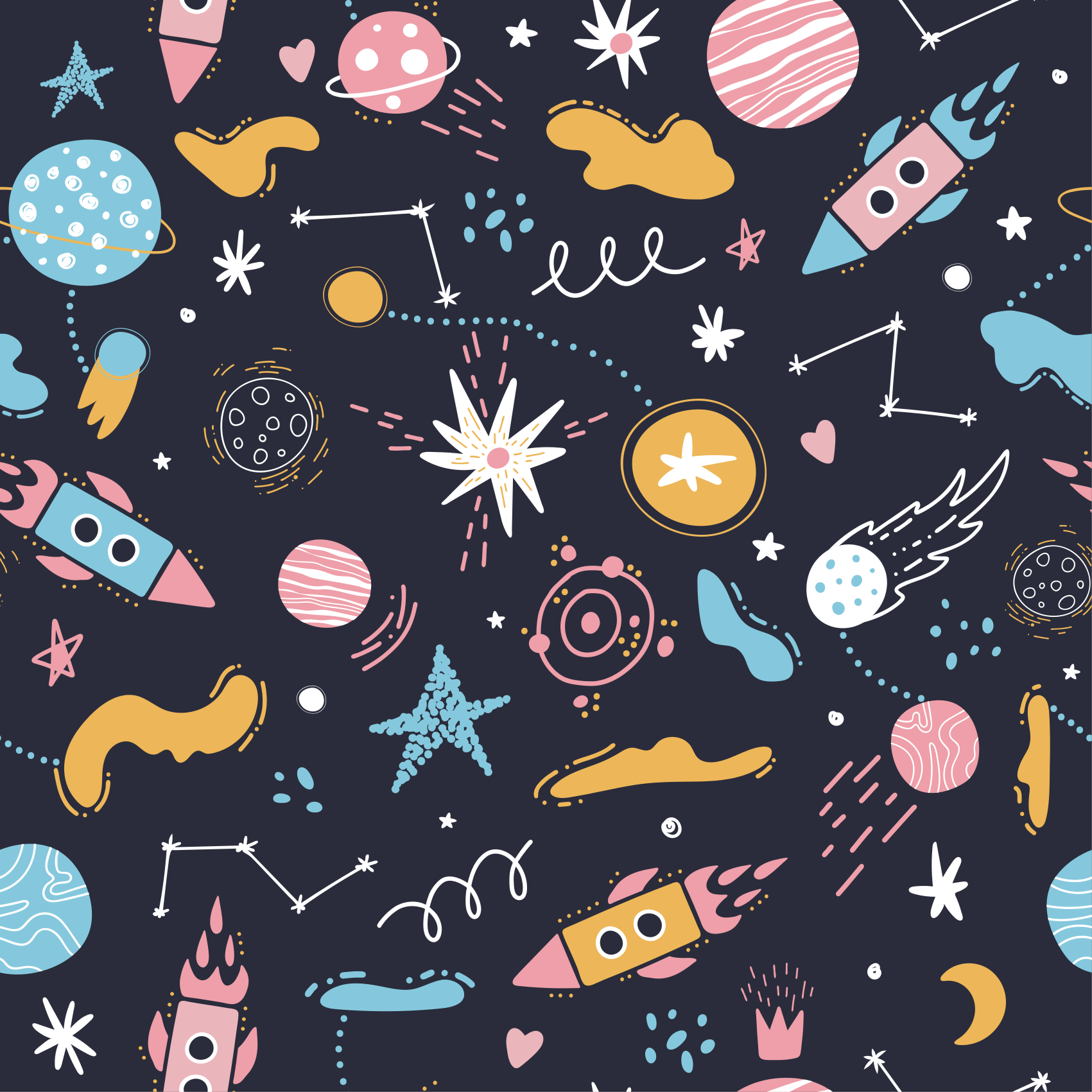Tapis vinyle pour enfants aventure spatiale cosmique - TenStickers