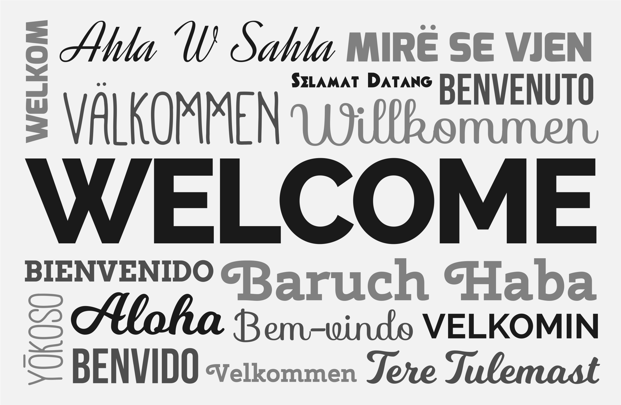 Tapis vinyle entrée conception de bienvenue multilingue - TenStickers