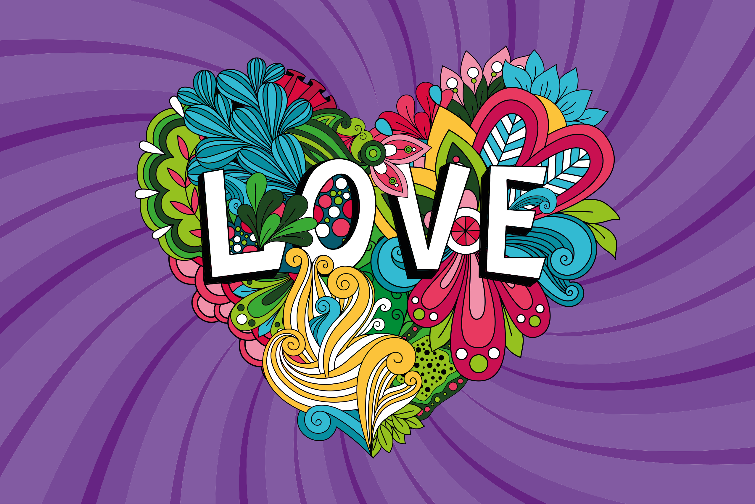 Tapis vinyle citation illustration d'amour colorée - TenStickers
