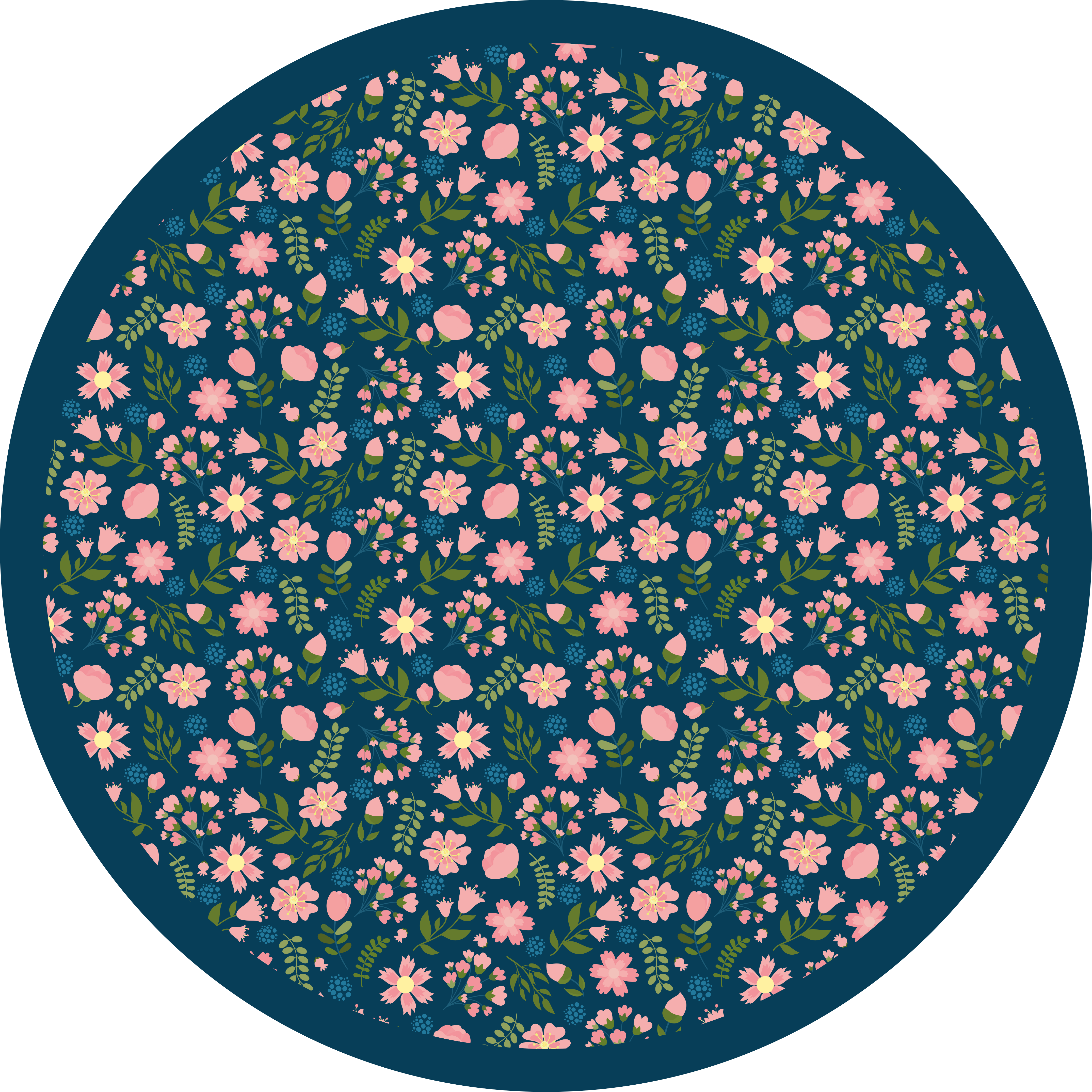 Tapis vinyle fleurs et plantes motif circulaire floral - TenStickers