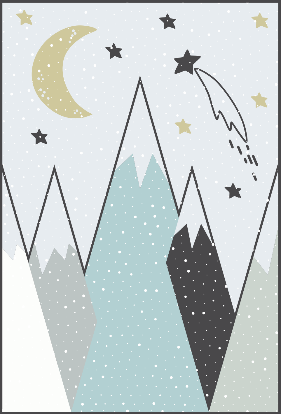 Tapis vinyle pour enfants ciel nocturne montagneux - TenStickers