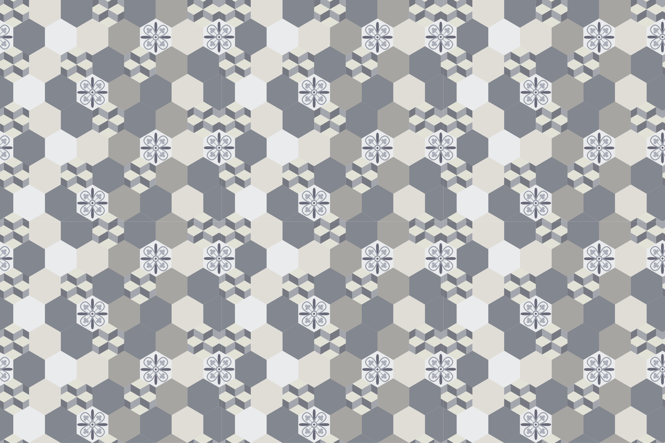 Tapis vinyle carreaux de ciment hexagones tons gris - TenStickers