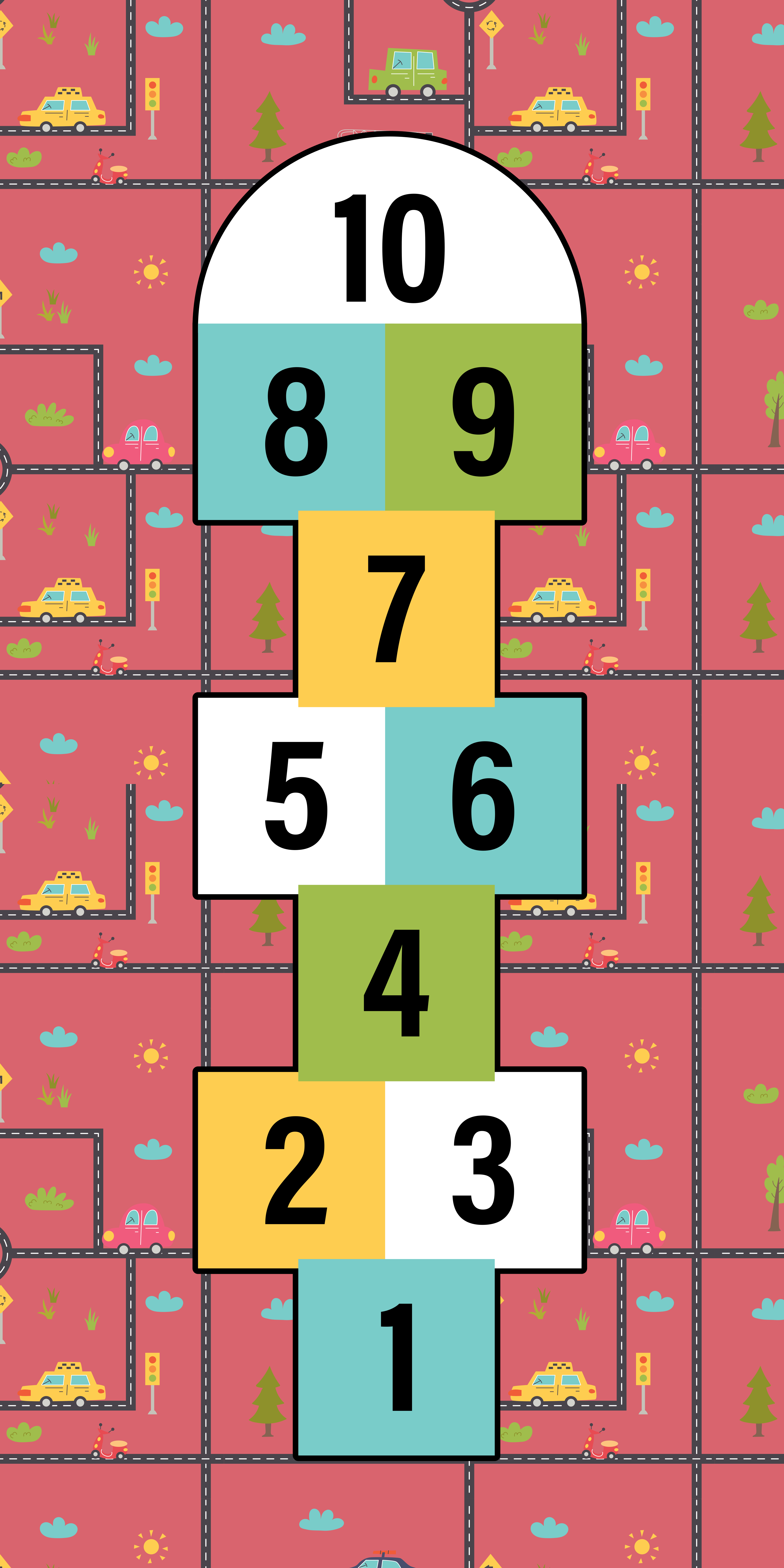 Tapis vinyle jeu de marelle coloré - TenStickers