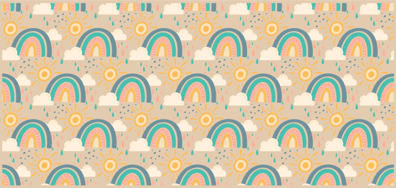 Tapis vinyle pour enfants motif arcs-en-ciel joyeux - TenStickers