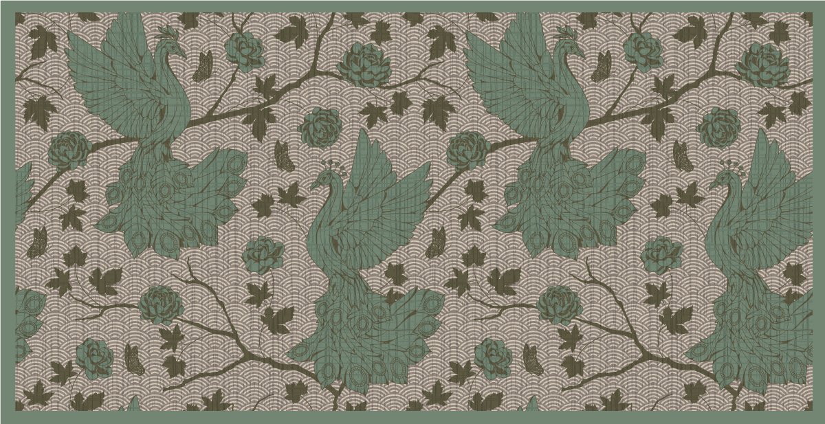 Tapis vinyle motif botanique faune verte  - TenStickers