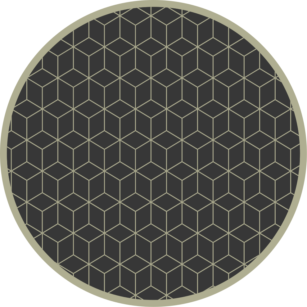 Tapis vinyle géométrique rond motif cubique noir - TenStickers