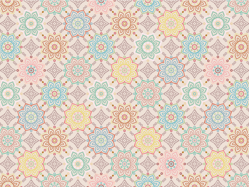 Tapis vinyle fleurs et plantes motif mandala pastel - TenStickers