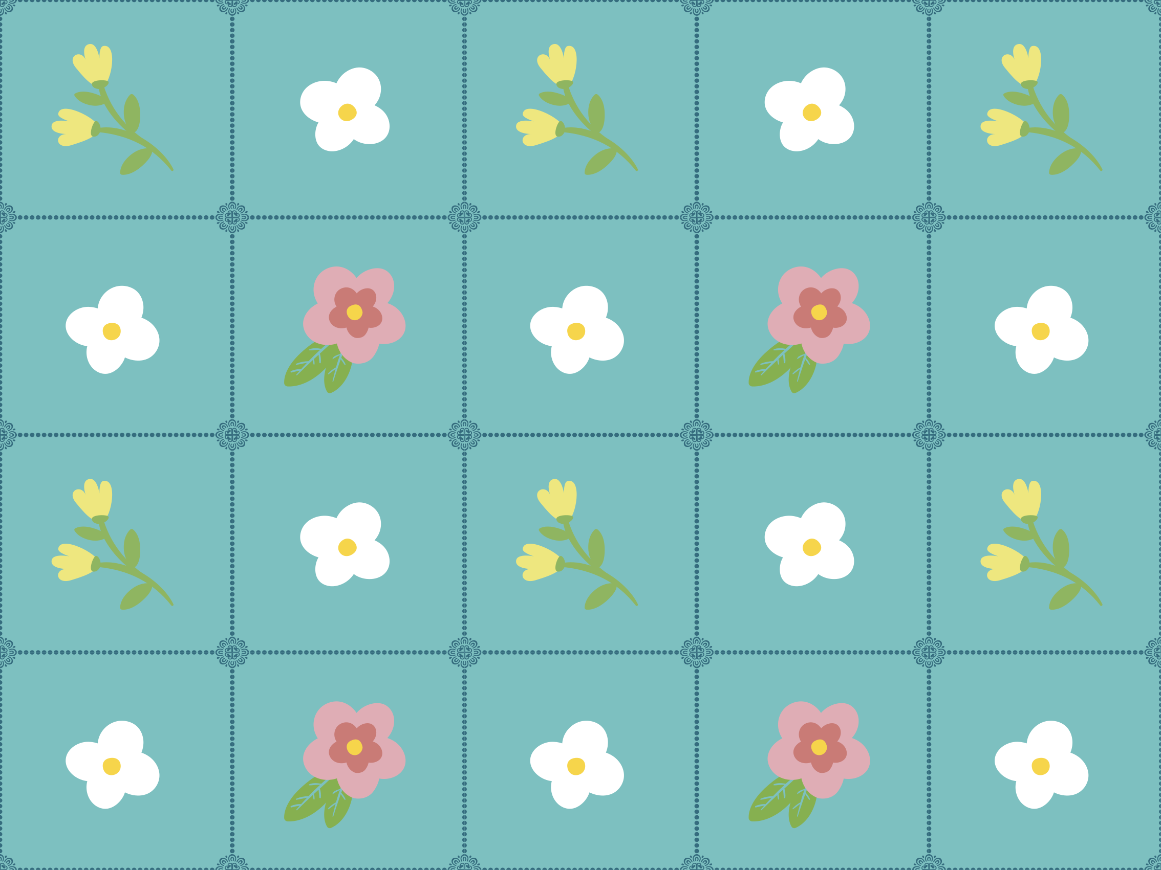 Tapis vinyle fleurs et plantes motif floral pastel - TenStickers