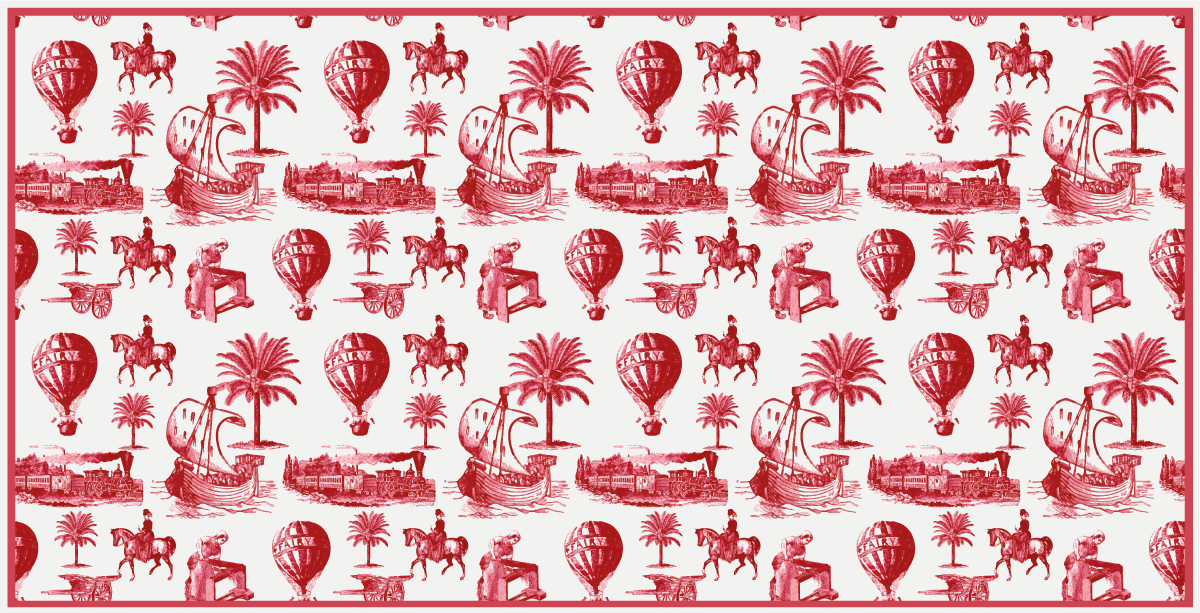 Tapis vinyle motif rétro illustrations exotiques rouges - TenStickers