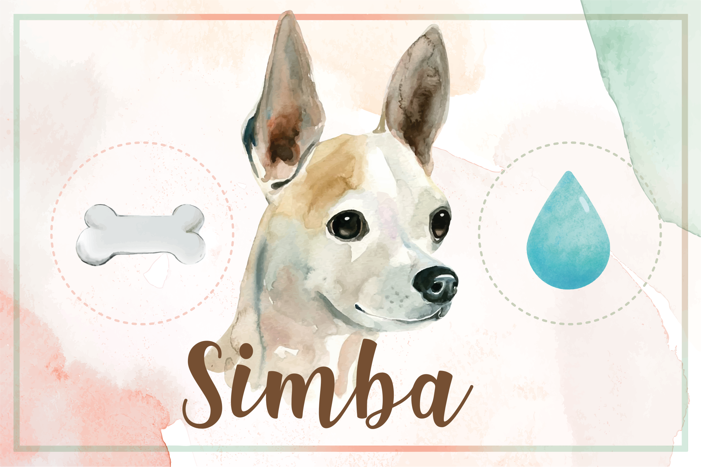 Tapis vinyle animal portrait de chien avec nom - TenStickers