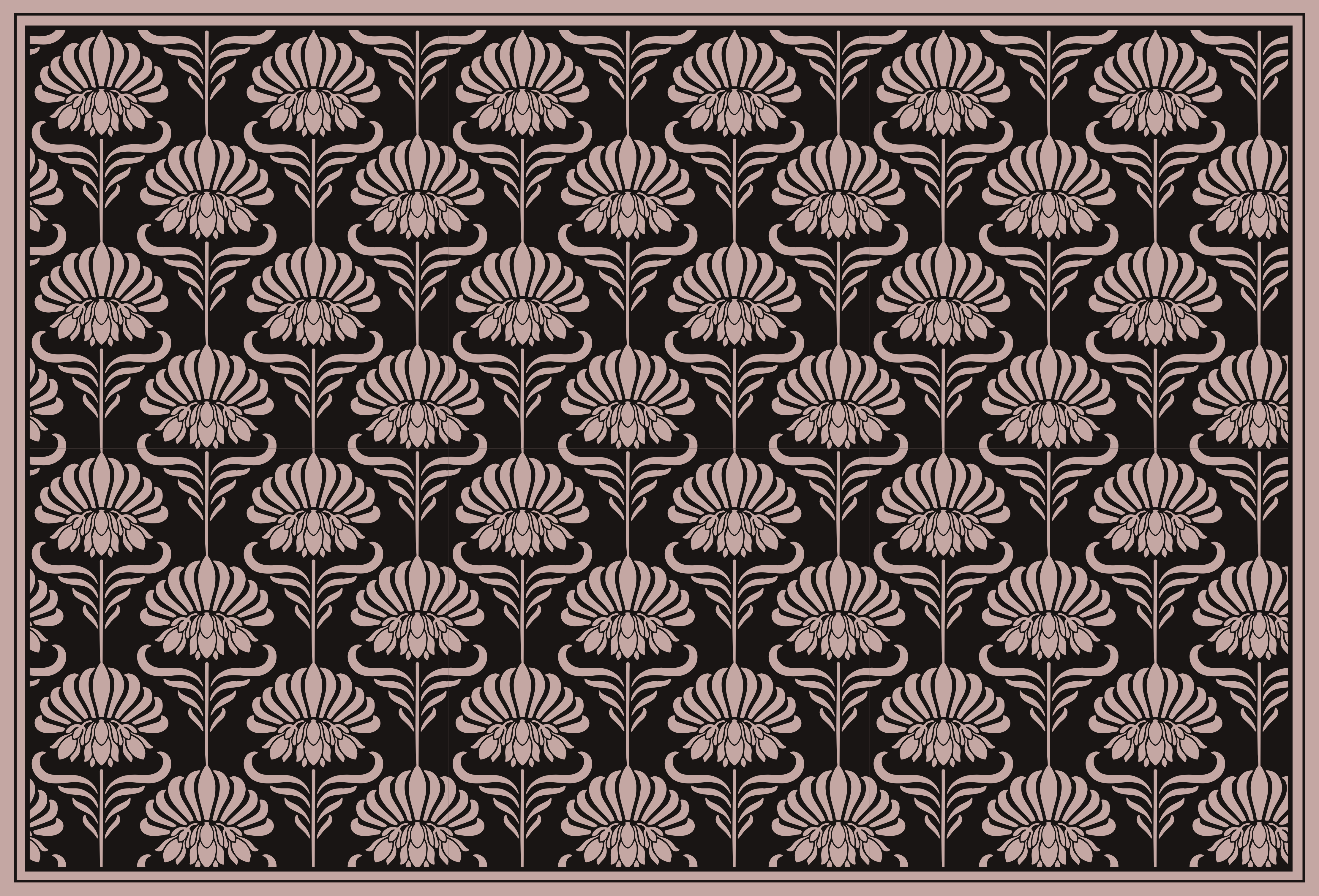 Tapis vinyle noir motifs Art Nouveau - TenStickers