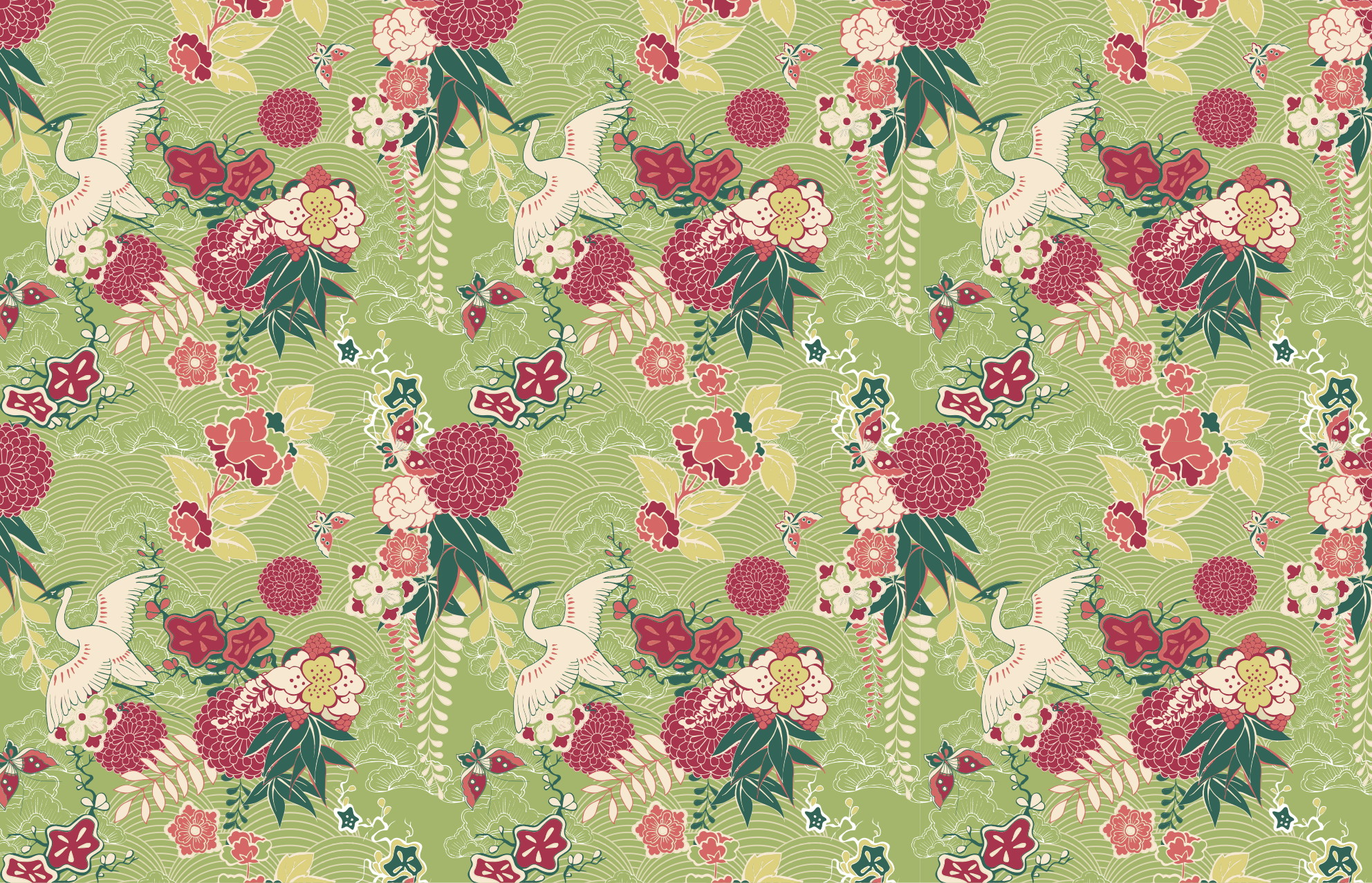 Tapis vinyle soie orientale style chinoiserie - TenStickers