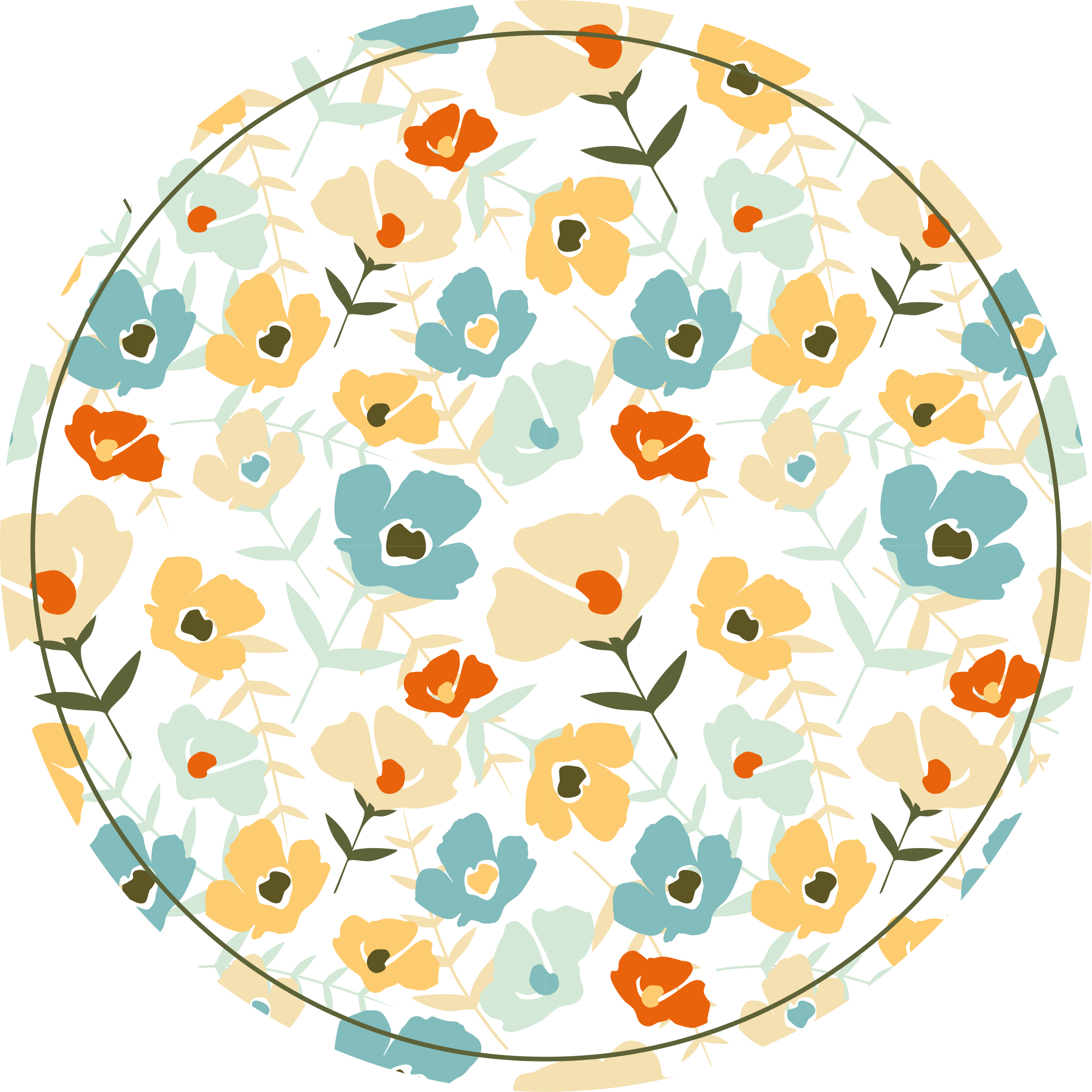 Tapis en vinyle forme ronde motif floral - TenStickers