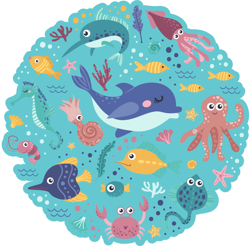 Tapis vinyle illustrations de poissons - TenStickers