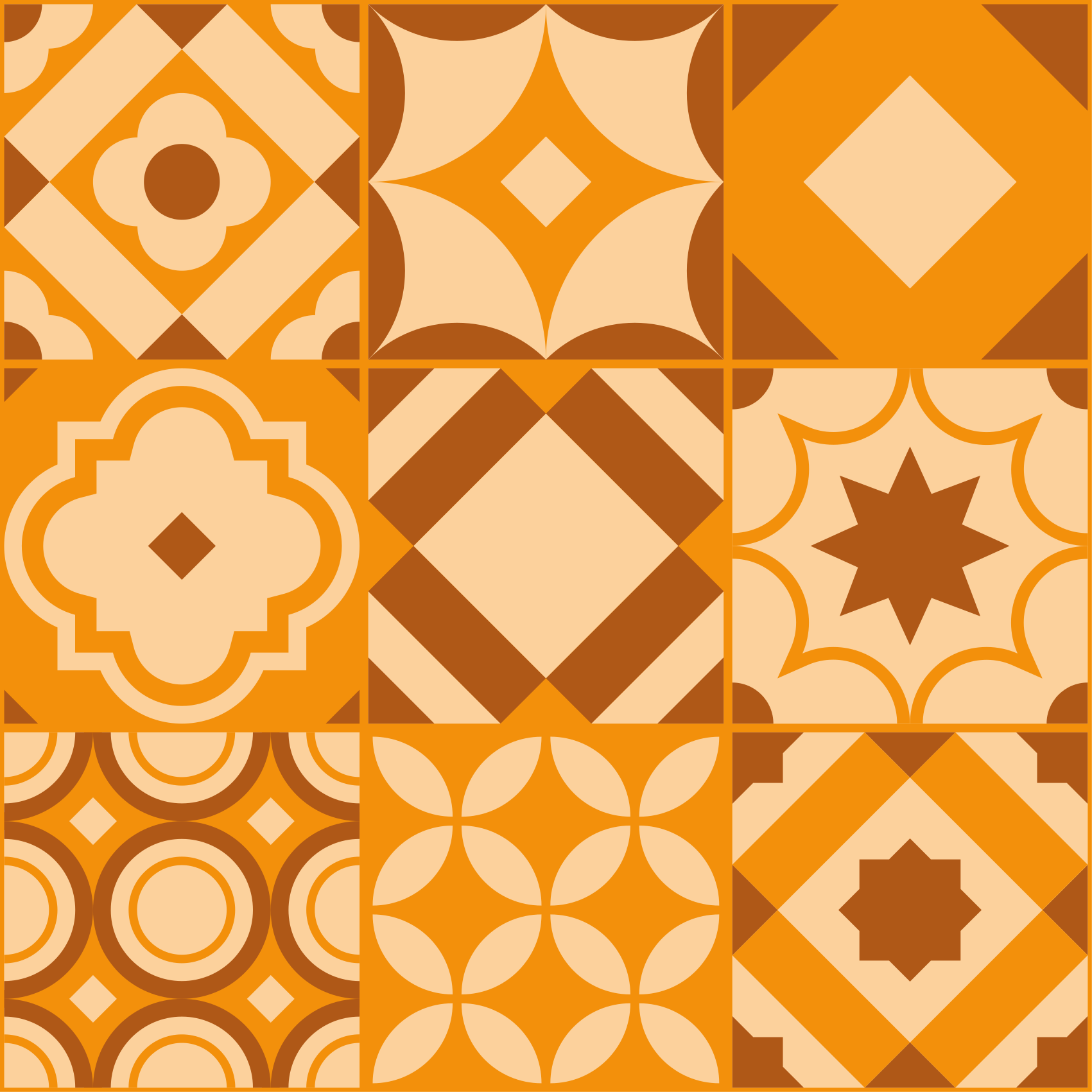 Tapis vinyle effet carrelage carreaux oranges - TenStickers