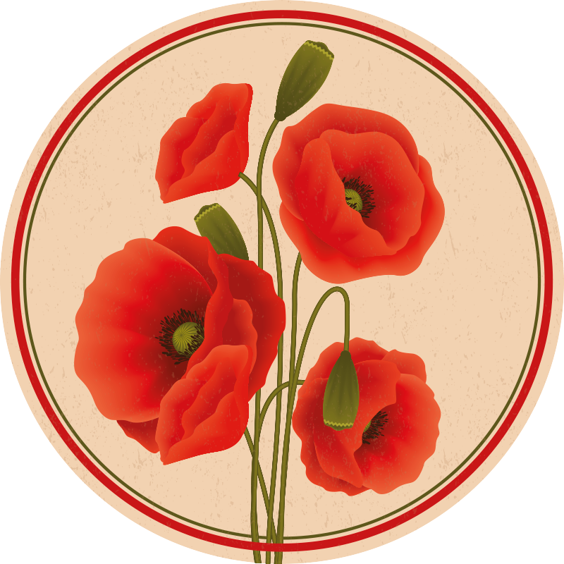 Tapis vinyle fleurs et plantes coquelicots rouges - TenStickers