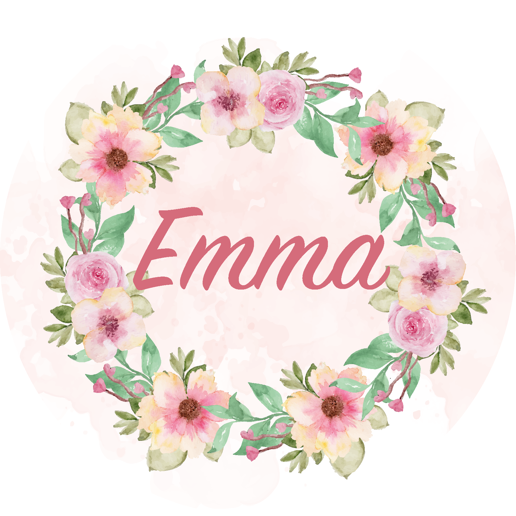 Tapis vinyle couronne de fleurs avec prénom - TenStickers