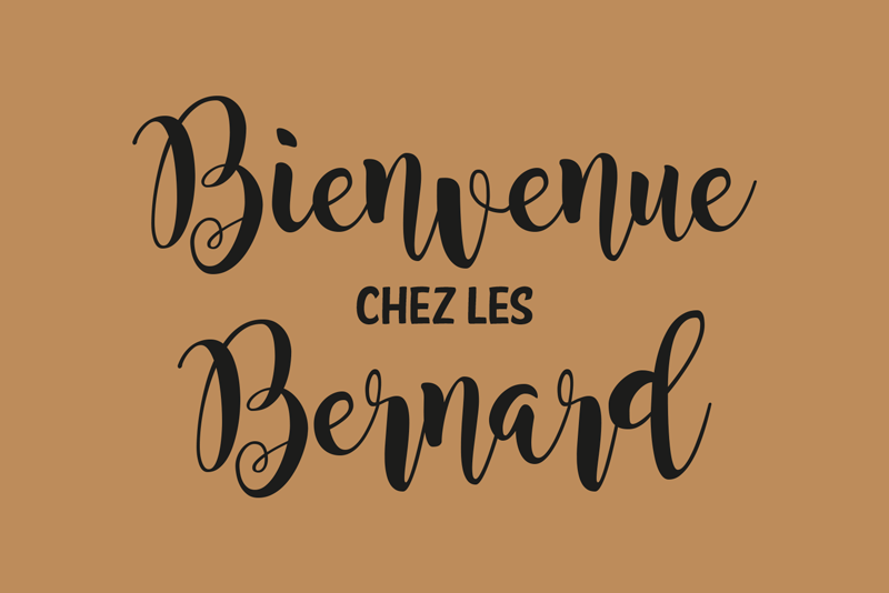 Tapis vinyle entrée bienvenue "Chez les" nom personnalisé - TenStickers