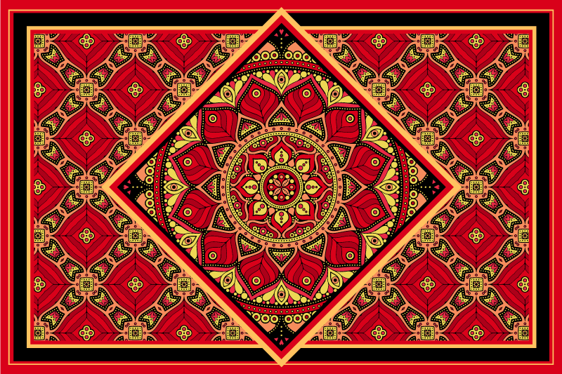 Tapis vinyle rouge design classique ornemental - TenStickers