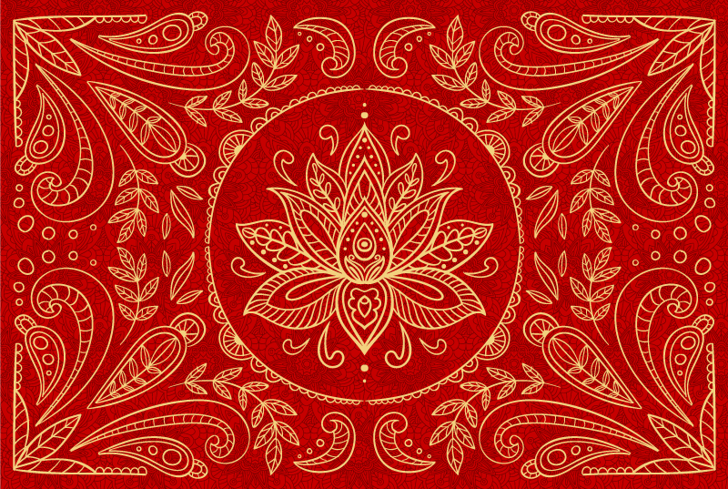Tapis vinyle rouge conception de mandalas vintage - TenStickers
