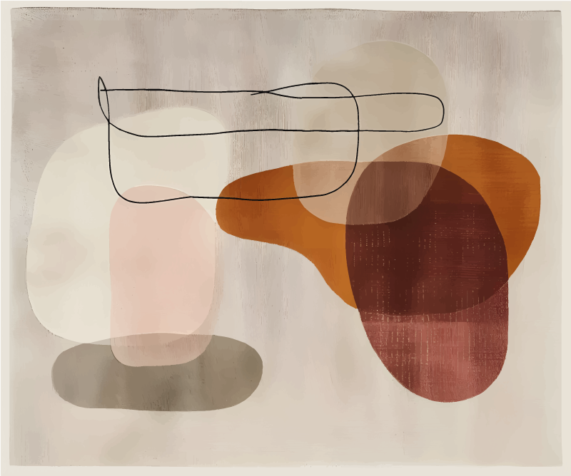 Tapis vinyle beige formes abstraites - TenStickers