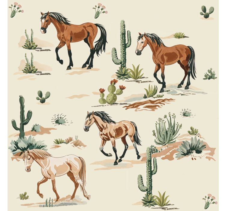 Papier peint chevaux motif beige - TenStickers