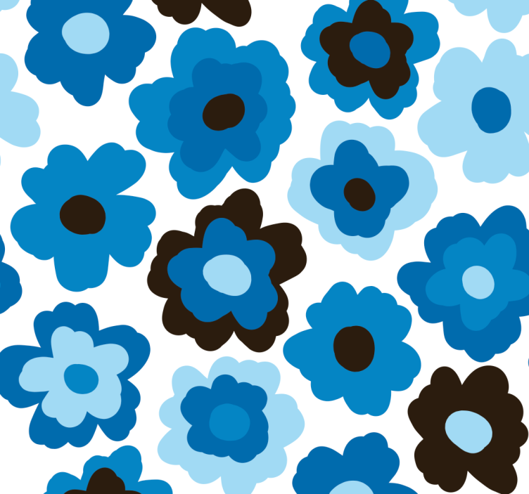 Papier peint floral coquelicot bleu - TenStickers