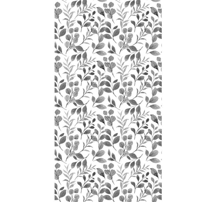 Papier peint feuillage motif gris sur fond blanc - TenStickers