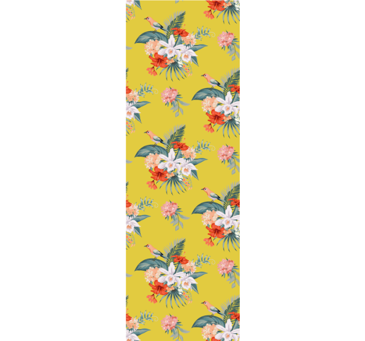 Papier peint floral bouquet sur fond jaune - TenStickers