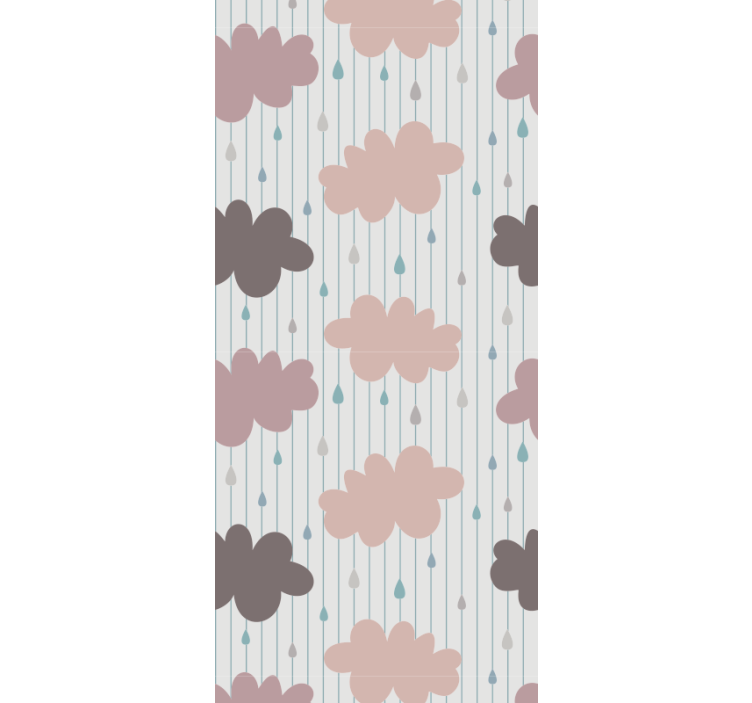 Papier peint chambre enfant nuages roses pluvieux - TenStickers