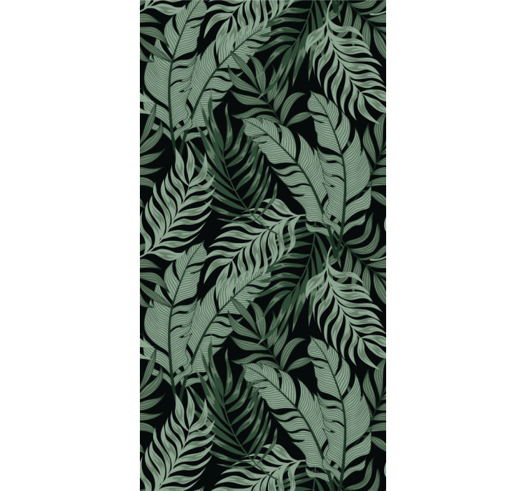 Papier peint jungle fond noir tropical feuillu - TenStickers