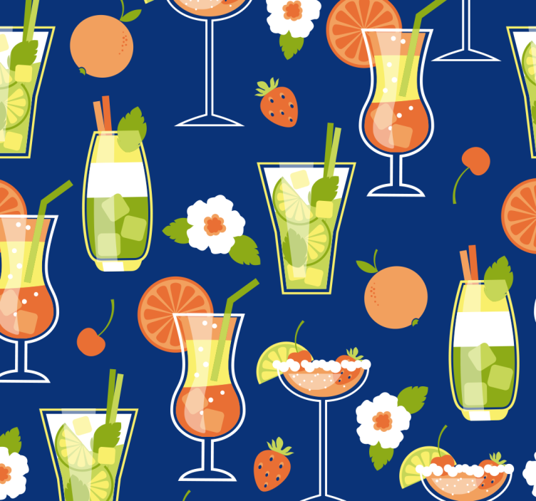 Papier peint art motifs de cocktails - TenStickers
