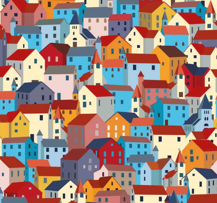 Papier peint ville patchwork urbain - TenStickers