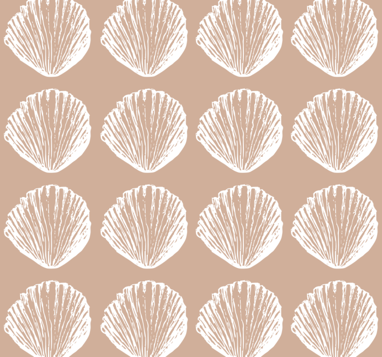 Papier peint beige motif de coquille - TenStickers