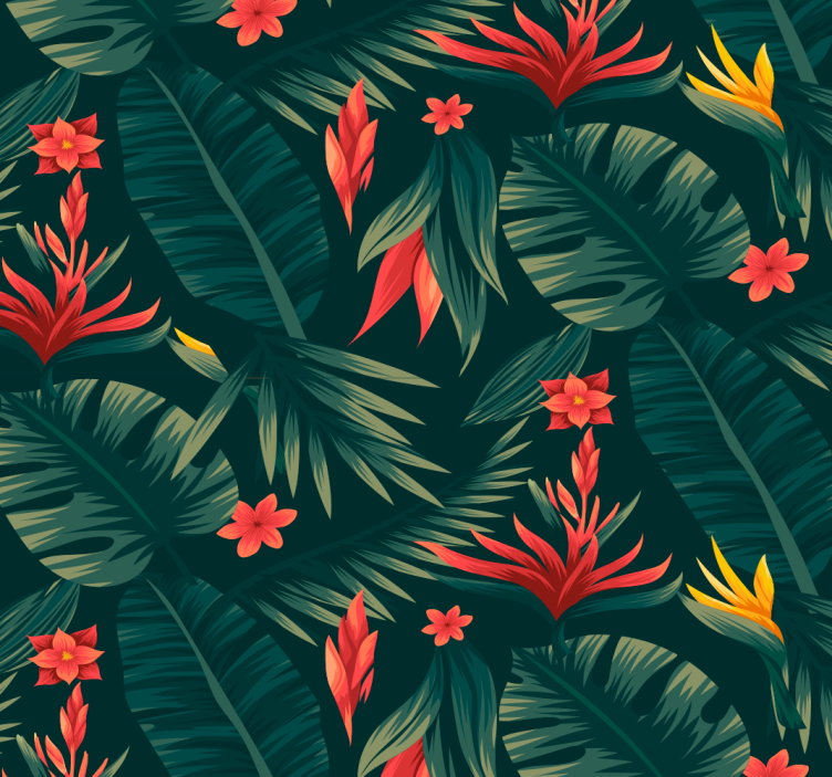 Papier peint salon flore tropicale - TenStickers